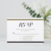 金ゴールドとブラックストライプのRSVP 出欠カード (スタンド正面)