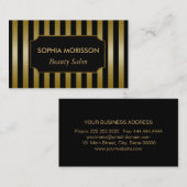 金ゴールドとブラックストライプオーナメントカスタムモノグラム 名刺 (正面/裏面)