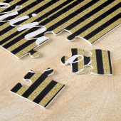 金ゴールドとブラックストライプパズルデイジー ジグソーパズル (側面)