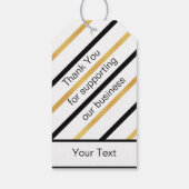 金ゴールドとブラックストライプ対角カスタムギフトラベル ギフトタグ (裏面)