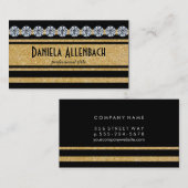 金ゴールドとブラックストライプ2 |ダイヤモンド 名刺 (正面/裏面)