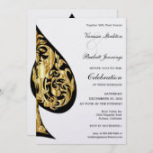 金ゴールドとブラックスペード結婚式招待状 招待状 (正面/裏面)