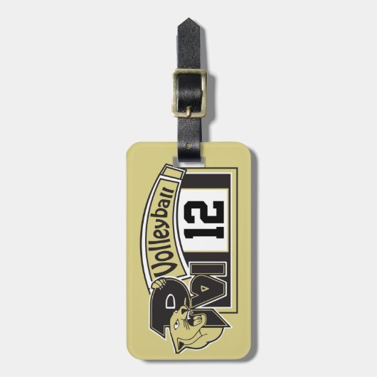 金ゴールドとブラックスポーツのバレーボール – カスタムの順序 ラゲッジタグ (正面縦)