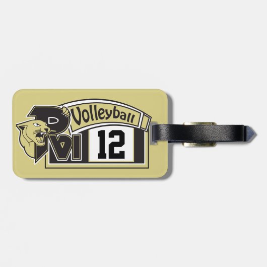 金ゴールドとブラックスポーツのバレーボール – カスタムの順序 ラゲッジタグ (裏面横)