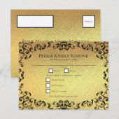 金ゴールドとブラックスワールゴシック結婚ズ シーズンポストカード (正面/裏面)