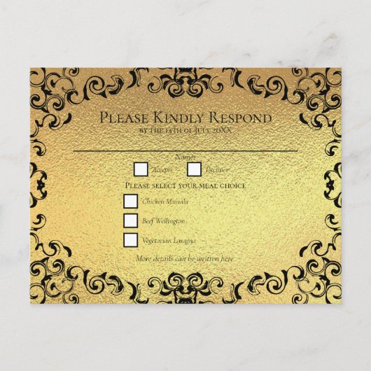 金ゴールドとブラックスワールゴシック結婚ズ シーズンポストカード (正面)