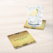 金ゴールドとブラックスワールゴシック結婚ズ スクエアペーパーコースター (インサイチュ)