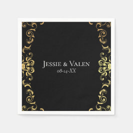 金ゴールドとブラックスワールゴシック結婚ズ スタンダードカクテルナプキン