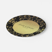 金ゴールドとブラックスワールゴシック結婚ズ ペーパープレート (アングル)