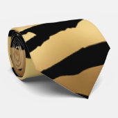 金ゴールドとブラックタイガープリントネクタイ ネクタイ (ロール)