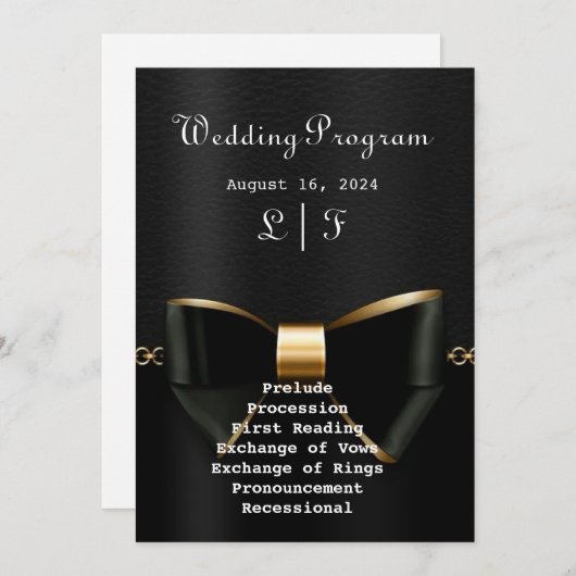 金ゴールドとブラックタキシード結婚式招待状 招待状 (正面/裏面)