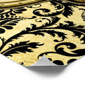 金ゴールドとブラックダマスクの結婚式のシーティングチャート ポスター (角)