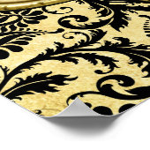 金ゴールドとブラックダマスクの結婚式のシーティングチャート ポスター (角)