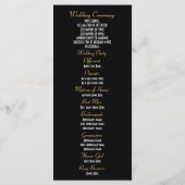 金ゴールドとブラックダマスク教会の結婚式プログラム プログラム (裏面)