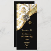 金ゴールドとブラックダマスク教会の結婚式プログラム プログラム (正面/裏面)