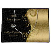 金ゴールドとブラックダマスク ラージペーパーバッグ (正面)