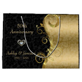 金ゴールドとブラックダマスク ラージペーパーバッグ (裏面)