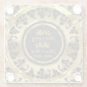 金ゴールドとブラックダマスク。金婚式 ガラスコースター (裏面)