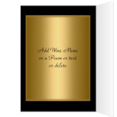 金ゴールドとブラックテーブルの配置カードとメニュー (内側 (左))