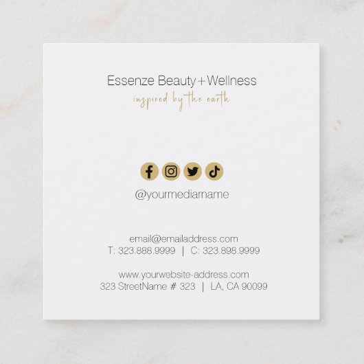 金ゴールドとブラックトライバルマンダラスクエアビジネス スクエア名刺 (裏面)