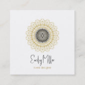 金ゴールドとブラックトライバルマンダラスクエアビジネス スクエア名刺 (正面)