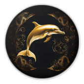 金ゴールドとブラックドルフィン セラミックノブ (正面)