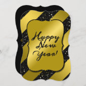 金ゴールドとブラックハッピーニューイヤーグリッターサテンルック (正面/裏面)