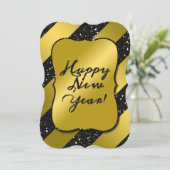 金ゴールドとブラックハッピーニューイヤーグリッターサテンルック (スタンド正面)