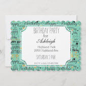 金ゴールドとブラックハッピーバースデー紙吹雪誕生日 招待状 (正面)