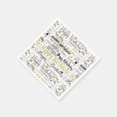金ゴールドとブラックハッピーバースデー紙吹雪 スタンダードカクテルナプキン (角)