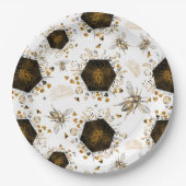 金ゴールドとブラックハニービー ペーパープレート (正面)