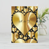 金ゴールドとブラックハートクラシック結婚式招待状 招待状 (スタンド正面)