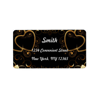 金ゴールドとブラックハート差出人住所ラベル ラベル