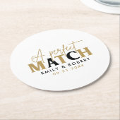 金ゴールドとブラックパーフェクト結婚マッチの贈り物 ラウンドペーパーコースター (アングル)