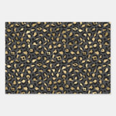 金ゴールドとブラックヒョウ ラッピングペーパーシート (正面)