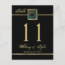 金ゴールドとブラックピーコックの羽根表番号 ポストカード