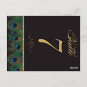 金ゴールドとブラックピーコックの羽根表番号 ポストカード (裏面)