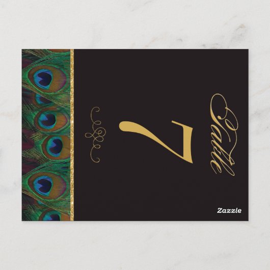 金ゴールドとブラックピーコックの羽根表番号 ポストカード (裏面)