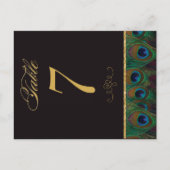 金ゴールドとブラックピーコックの羽根表番号 ポストカード (正面)