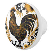 金ゴールドとブラックファームハウスルースター セラミックノブ (右)