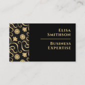 金ゴールドとブラックフローラダマスククラスパタエレガントーン 名刺 (正面)