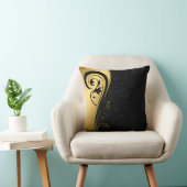 金ゴールドとブラックフローラデザイン クッション (椅子)