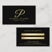 金ゴールドとブラックプロフェッショナルアポイントメント 予約カード (正面/裏面)