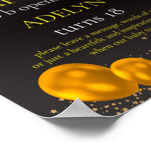 「金ゴールドとブラックベビーの最初の誕生日時間」 ポスター (角)