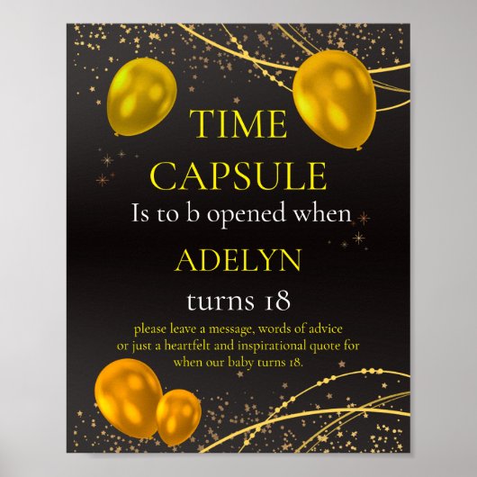 「金ゴールドとブラックベビーの最初の誕生日時間」 ポスター (正面)