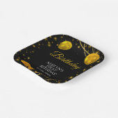 金ゴールドとブラックベビーファースト誕生日 ペーパープレート (傾斜あり)