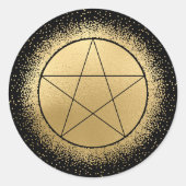 金ゴールドとブラックペンタグラム ラウンドシール (正面)