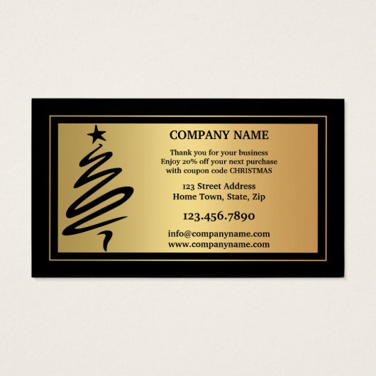 金ゴールドとブラックホリデーズサンキュービジネスカード (裏面)