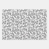 金ゴールドとブラックホリーベリーの葉クリスマス ラッピングペーパーシート (正面2)