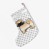 金ゴールドとブラックマスクシーズー（犬）Tzu漫画の犬と名前 スモールクリスマスストッキング (裏面 (吊り時))